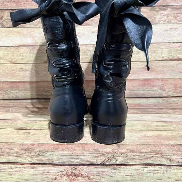 Valentino Black Leather Ascott Ribbon Tall Boots - Picture 5 of 11